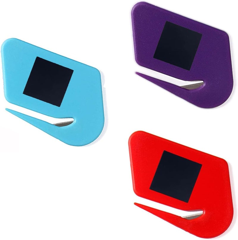 OZXTYO Magnetic Letter Openers - 3 Pack Envelope Slitter & Cutter, Mail Opener Blade with Magnet, Letter Opener for Women - Purple, Red, Lake Blue - Image 1